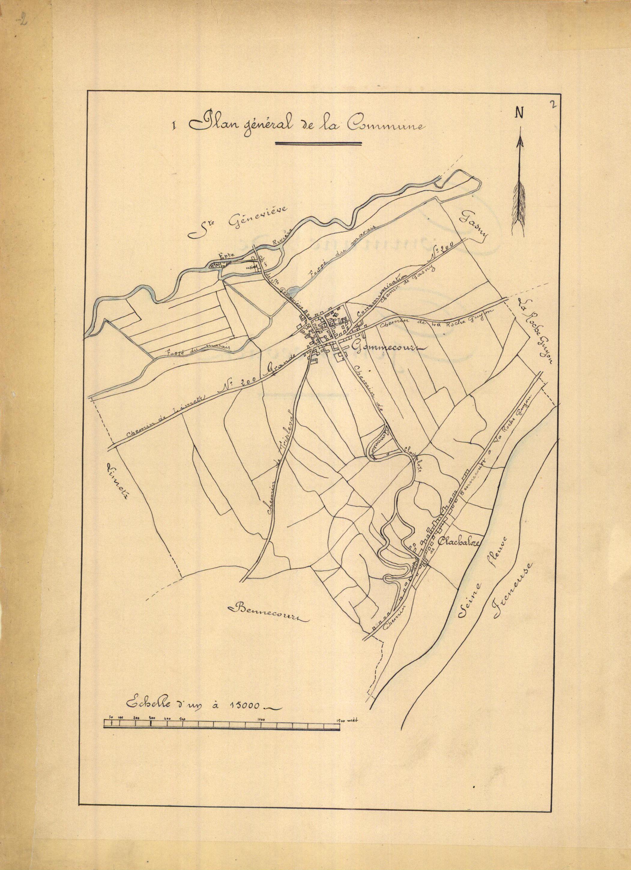 Plan général de la commune de Gommecourt, dessiné par l'instituteur M. Ferrant en 1899