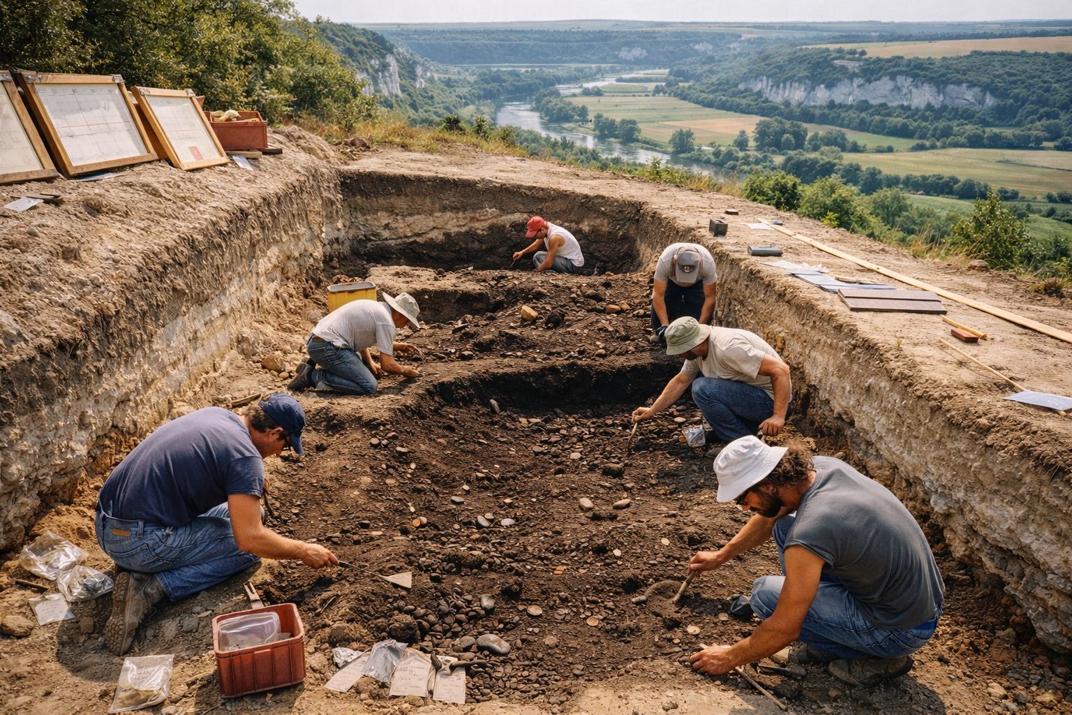 Fossés du sanctuaire celtique lors des fouilles