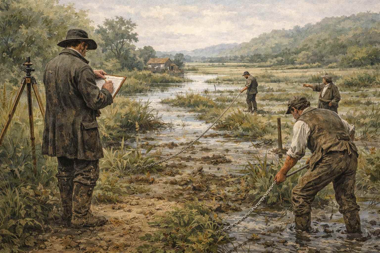 Un géomètre arpenteur vers 1830 sur le plateau de Gommecourt