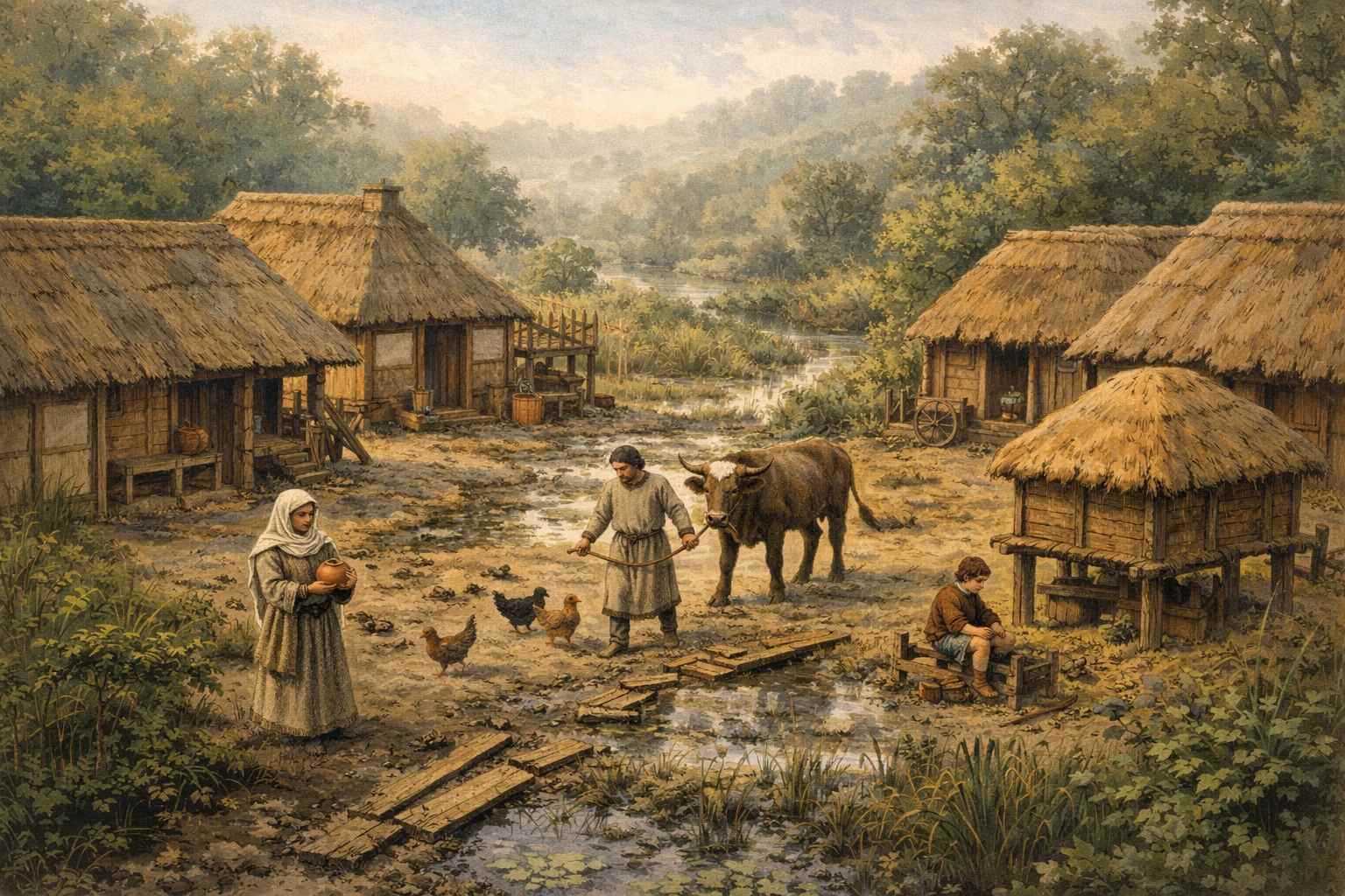 Reconstitution d'un domaine franc (curtis) du VIIe siècle dans le Vexin