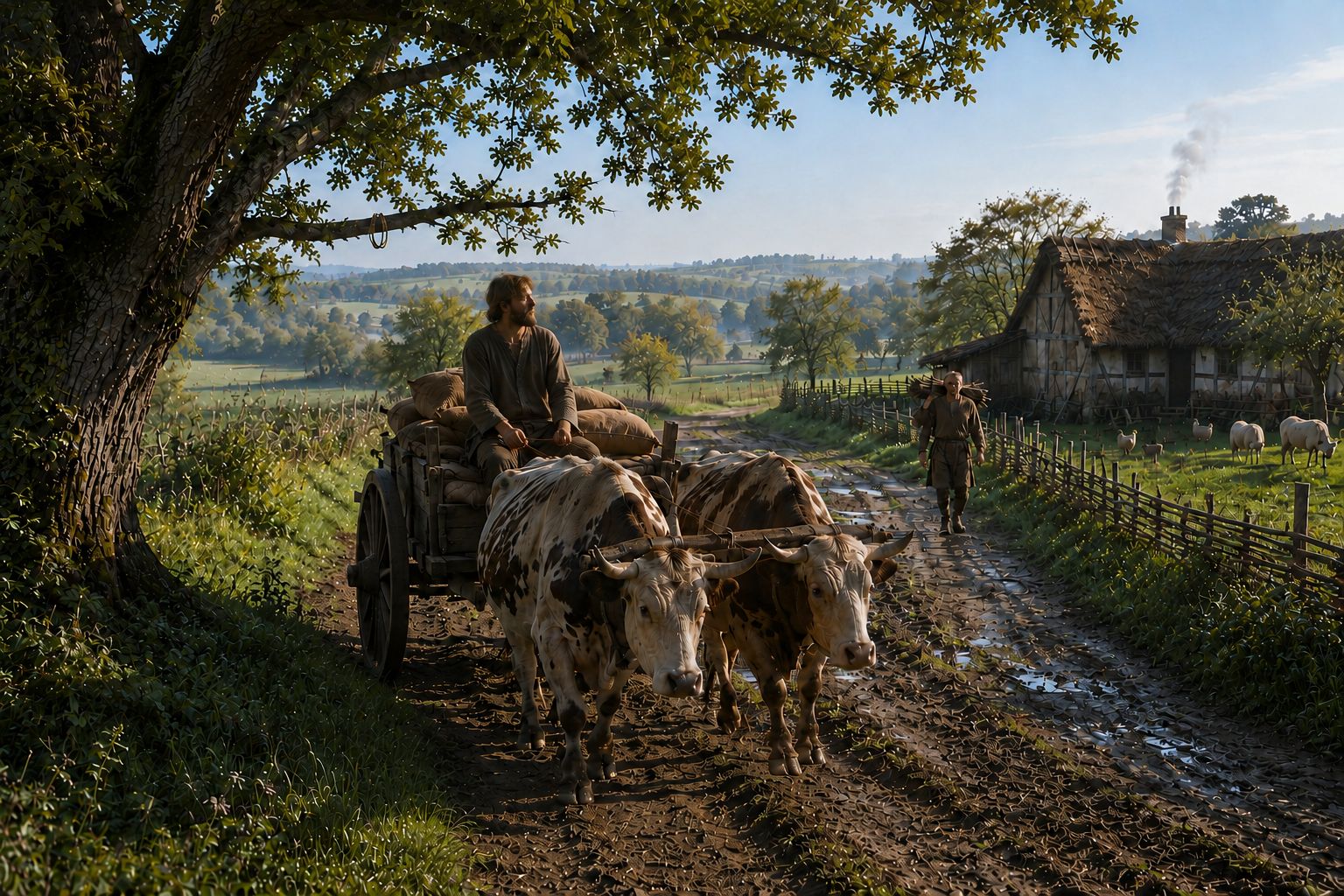 Bracelet d'or suspendu à une branche de chêne au bord d'un chemin normand