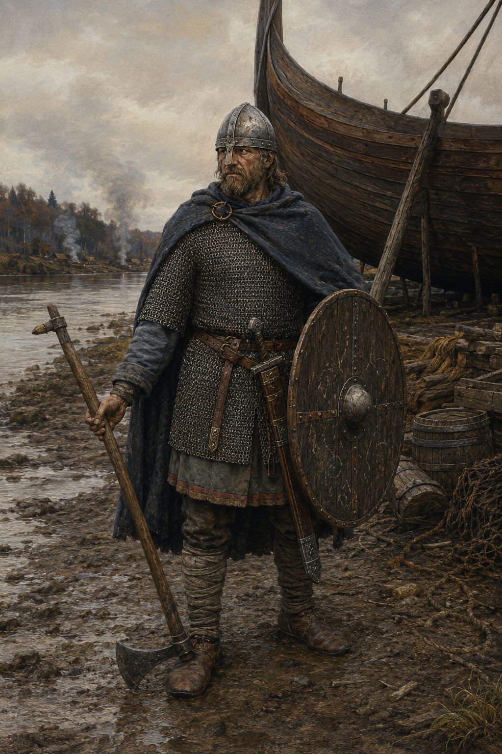 Guerrier normand en tenue d'hivernage sur la Seine, IXe siècle