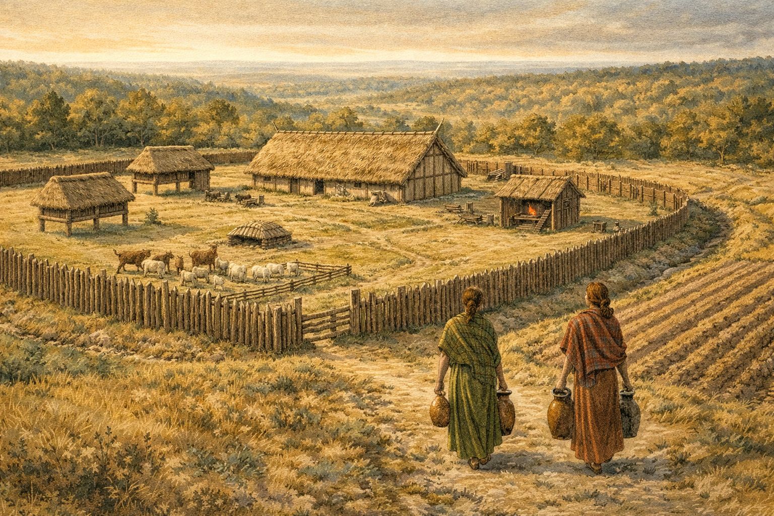 Image : Reconstitution d'une ferme gauloise