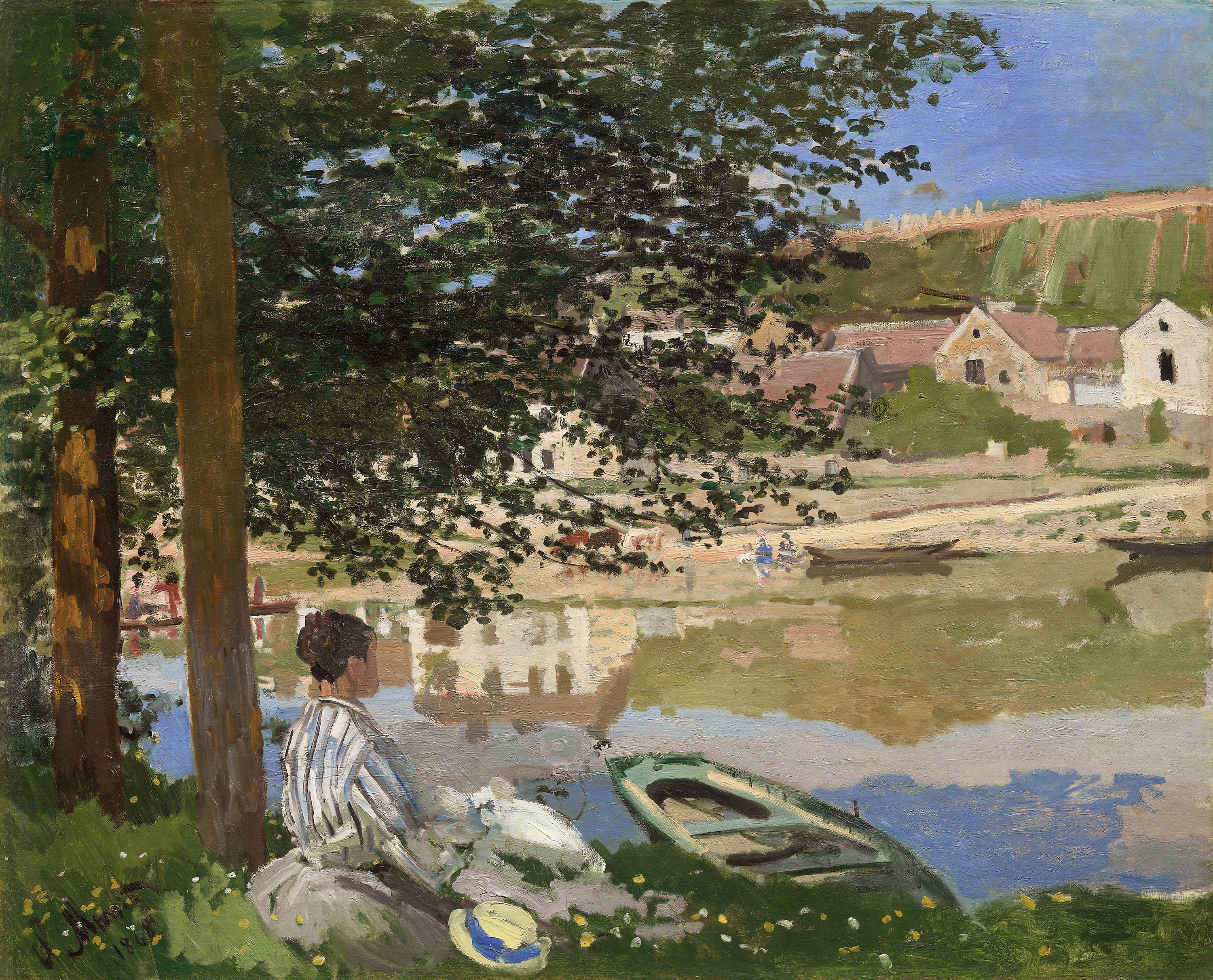 Au bord de l'eau, Bennecourt — Claude Monet, 1868
