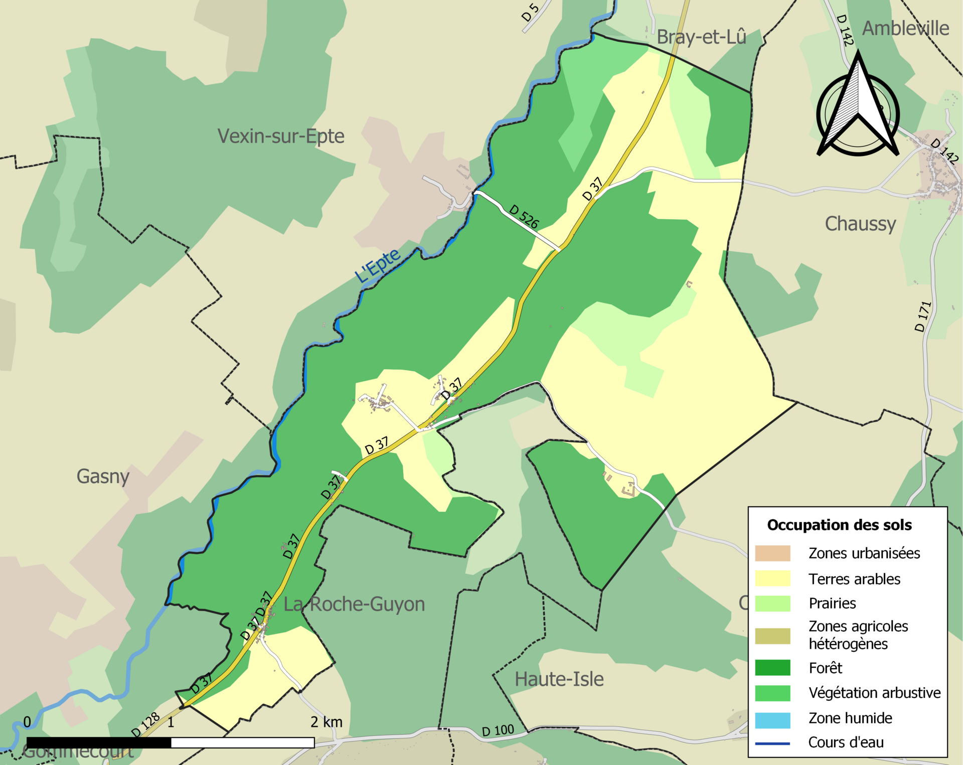 Carte de situation d'Amenucourt dans le département du Val-d'Oise