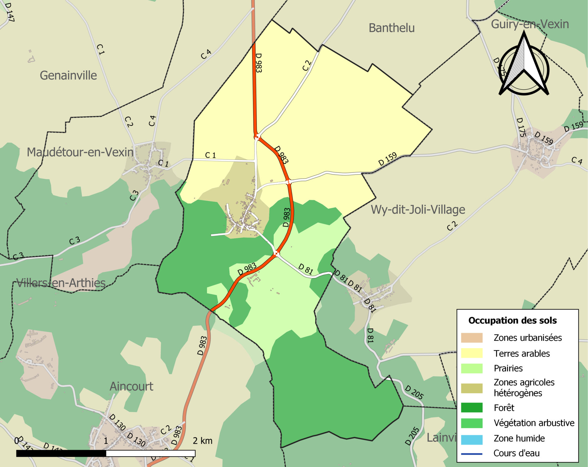 Carte de situation d'Arthies dans le département du Val-d'Oise