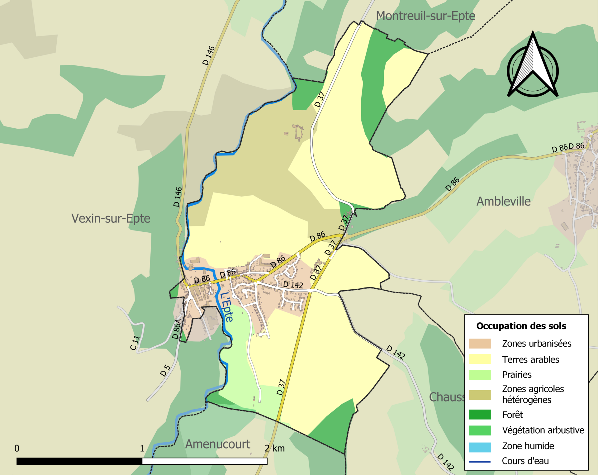 Carte de situation de Bray-et-Lû dans le département du Val-d'Oise
