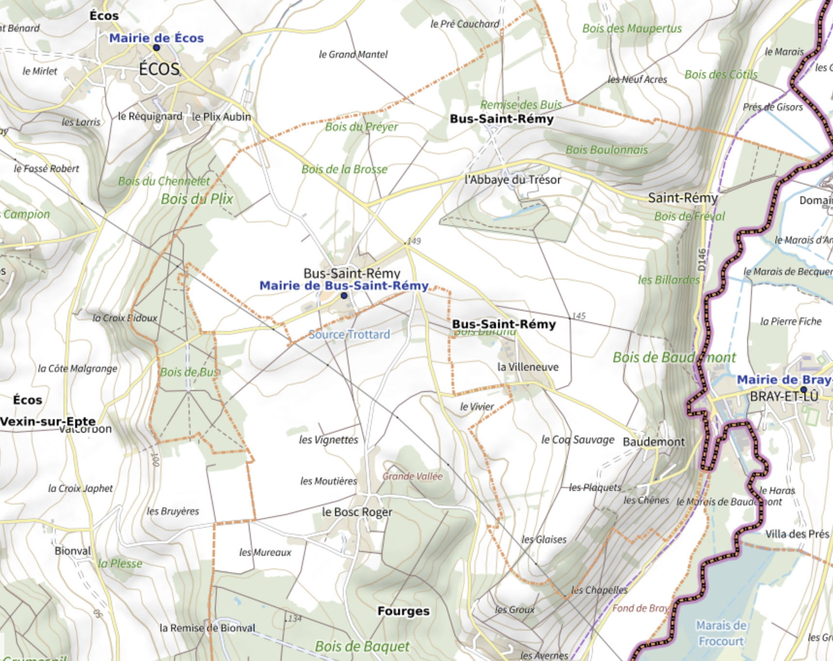 Carte de situation de Bus-Saint-Rémy dans le département de l'Eure