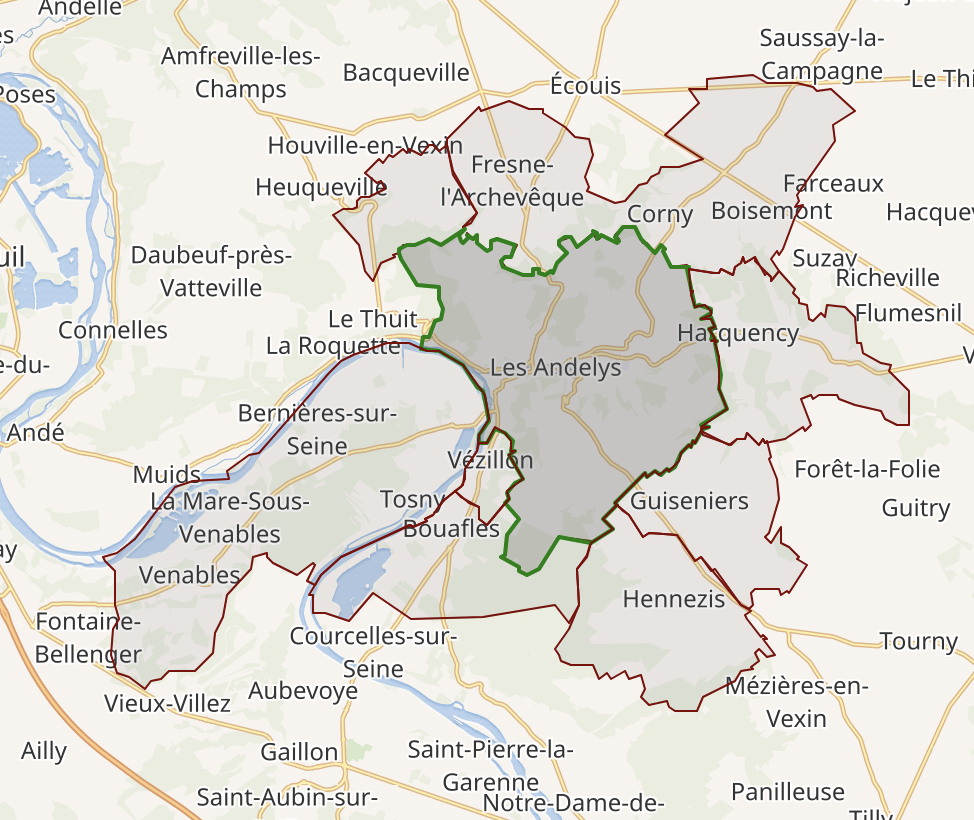 Carte de situation des Andelys dans le département de l'Eure