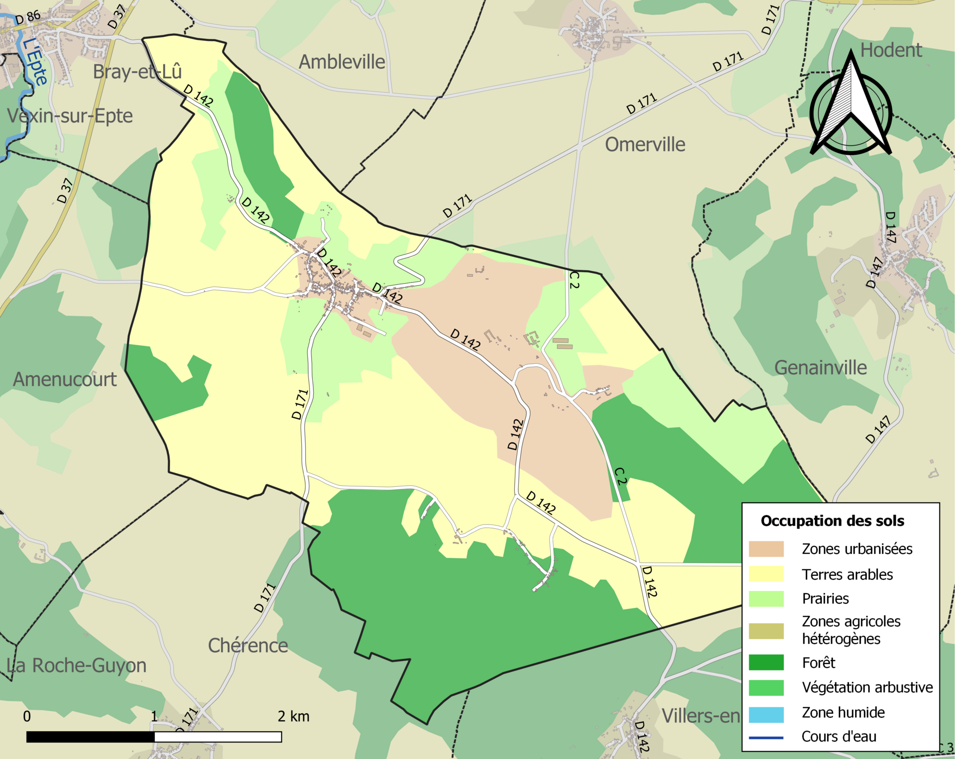 Carte de situation de Chaussy dans le département du Val-d'Oise