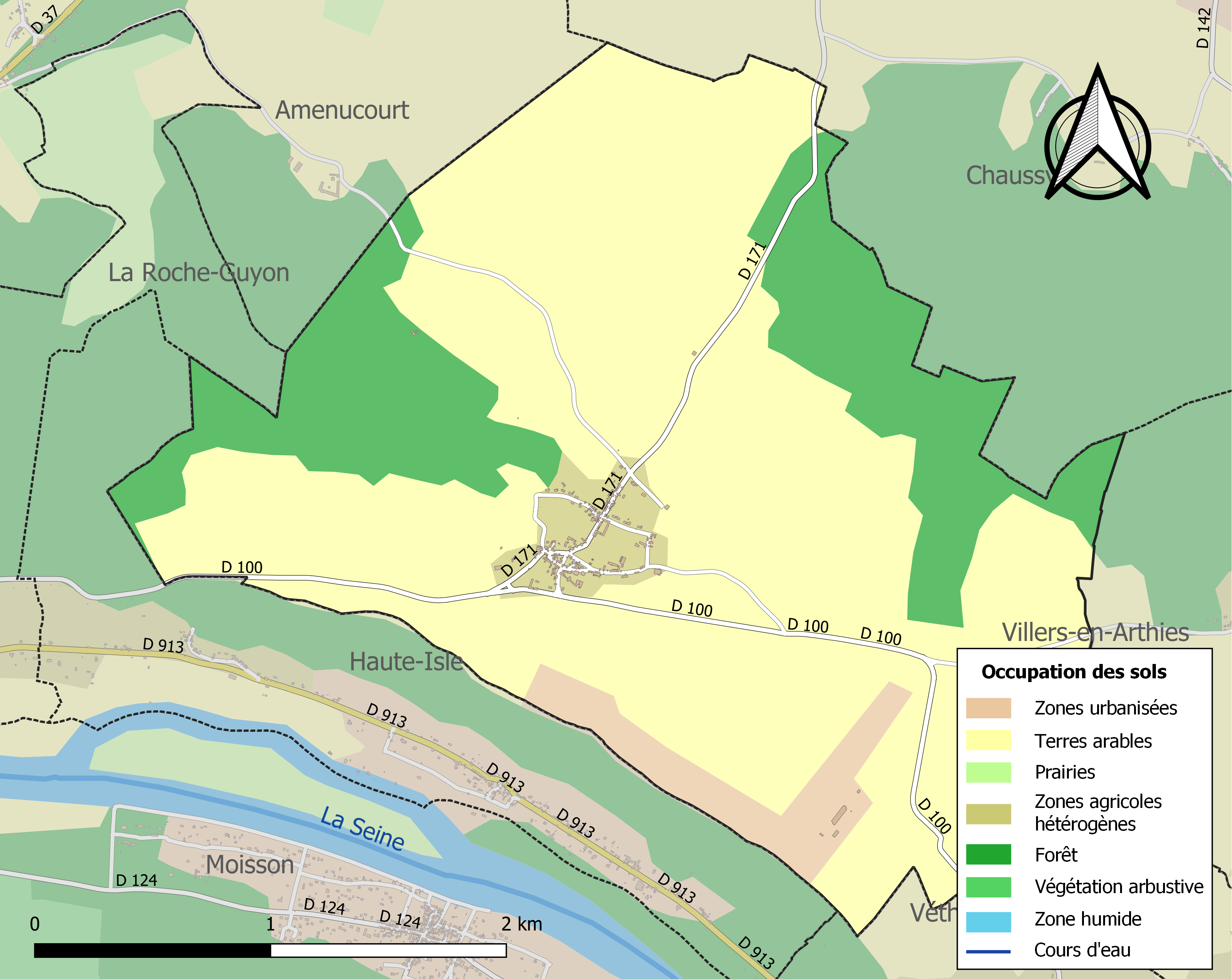 Carte de situation de Chérence dans le département du Val-d'Oise