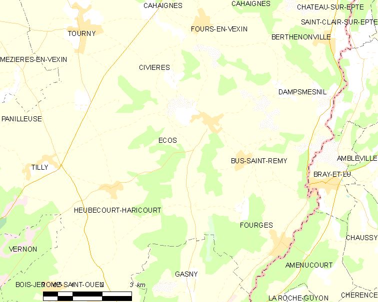 Carte de situation d'Écos dans le département de l'Eure