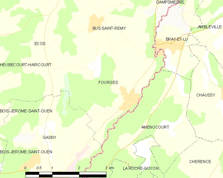 Carte de situation de Fourges dans le département de l'Eure