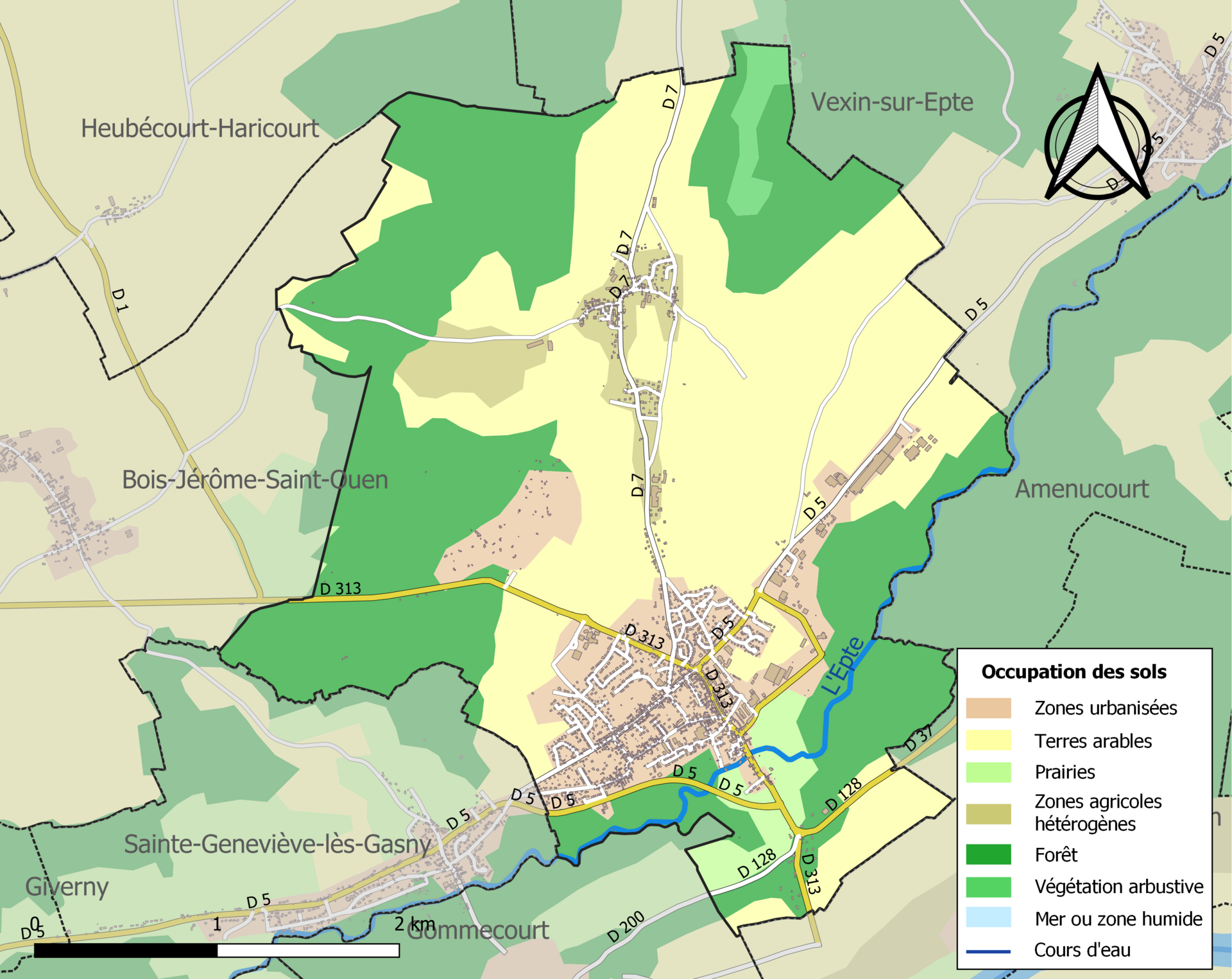 Carte de situation de Gasny dans le département de l'Eure