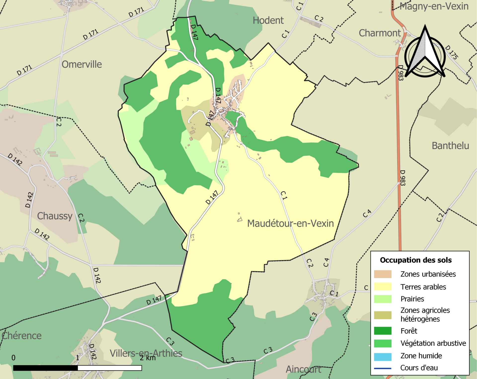 Carte de situation de Genainville dans le département du Val-d'Oise