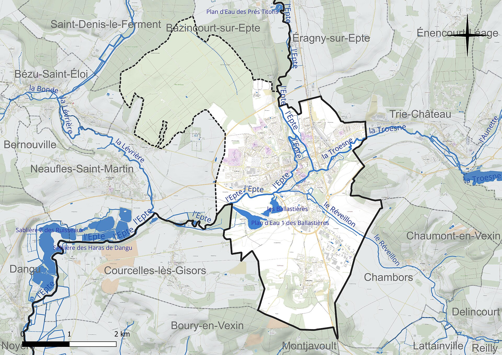 Carte de situation de Gisors dans le département de l'Eure