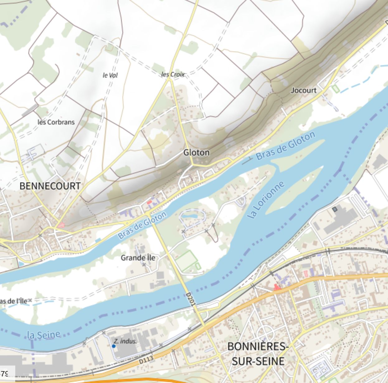 Carte de situation de Gloton (hameau de Bennecourt) dans le département des Yvelines