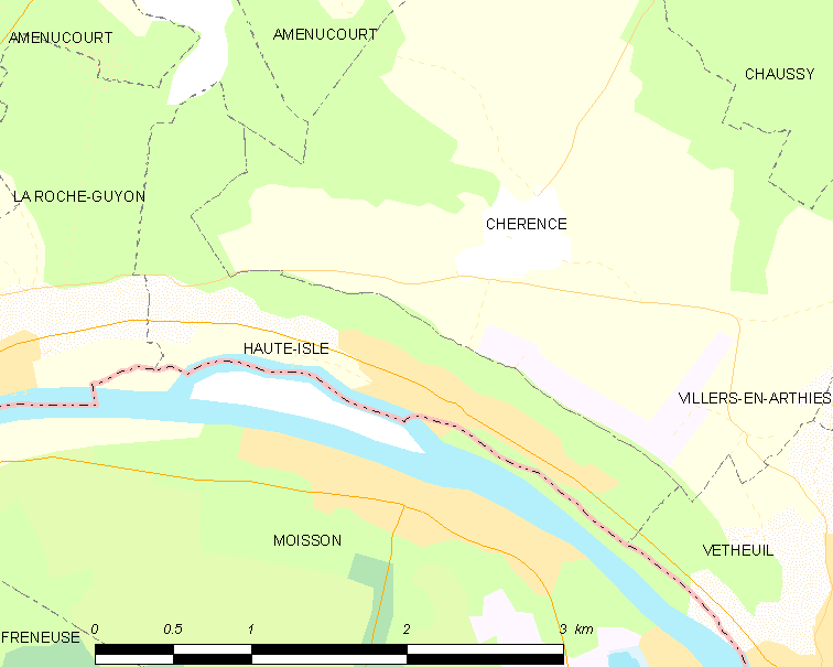 Carte de situation de Haute-Isle dans le département du Val-d'Oise