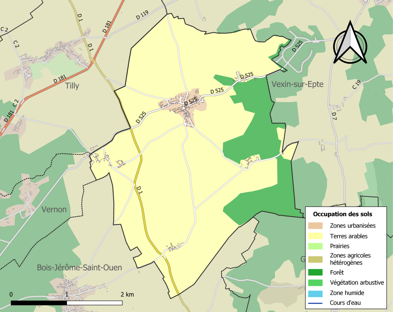 Carte de situation de Heubécourt-Haricourt dans le département de l'Eure