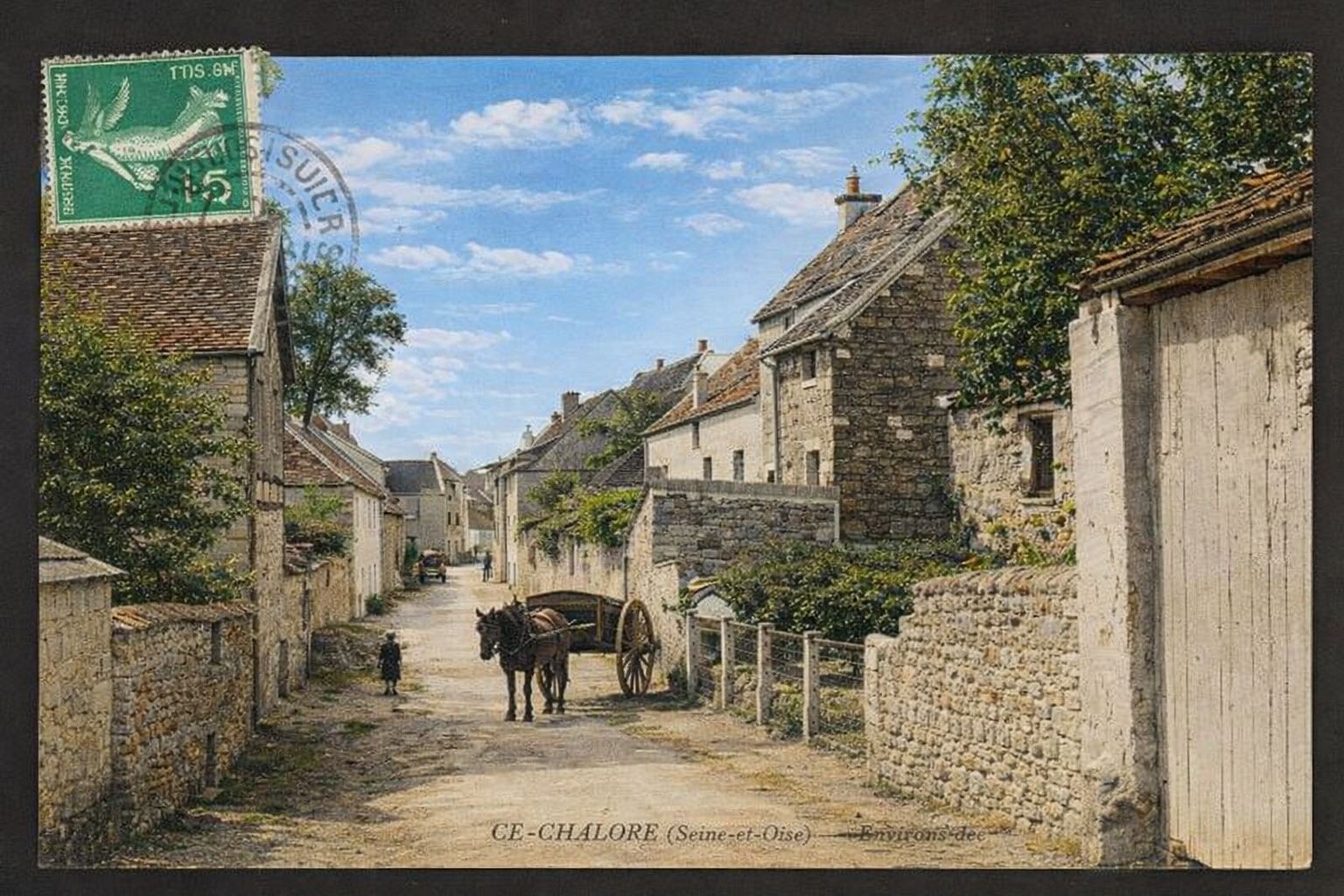 CPA-Clachaloze-GrandRue-attelage-1905-colorise