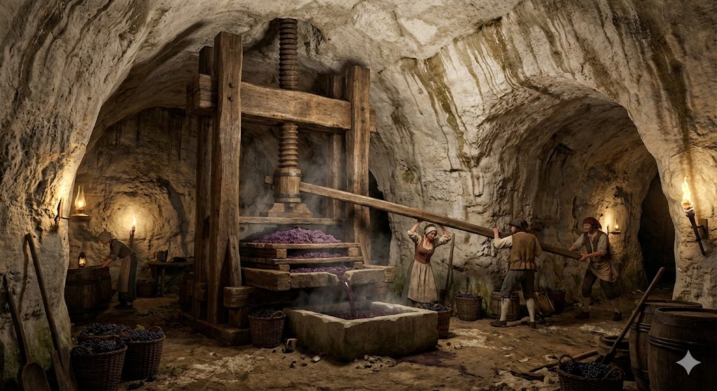 Pressoir banal en activité dans une bove pressoir-genere-2